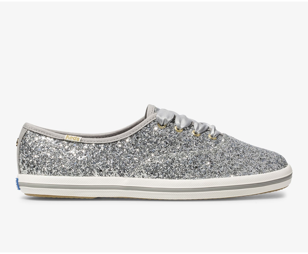 Zapatillas Keds Mujer Plateadas - Kate Spade New York Champion Glitter - 590-LJYPST